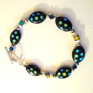 Silver tone beaded bracelet